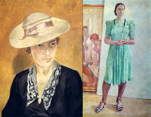 А. Дейнека. Портрет С.И.Л. в соломенной шляпе, 1935 год, Женский портрет, 1944 год.png А. Дейнека. Портрет С.И.Л. в соломенной шляпе, 1935 год, Женский портрет, 1944 год.png