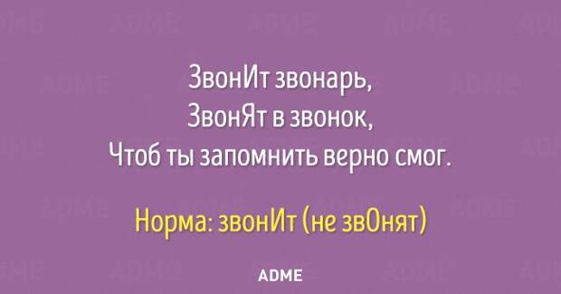 3вонИт звонарь 3вонЯт в звонок Чтоб ты запомнить верно смог Норма звонИт не зв0нят АВМЕ