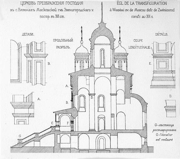 Разрез Преображенской церкви - вид с южной стороны