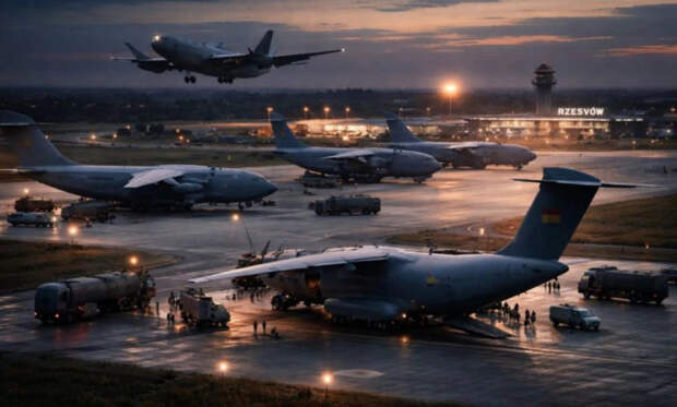 Заглавное фото: В Жешув прибывают транспортные самолёты из стран НАТО, фото издания Hlavny Dennik