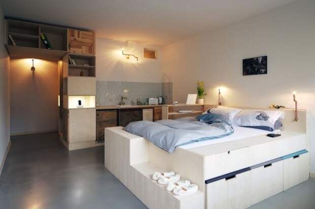 Дизайн кровати в маленькой квартире