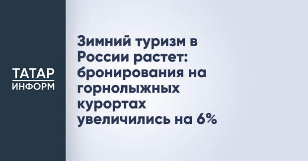 Зимний туризм в России растет: бронирования на горнолыжных курортах увеличились на 6%
