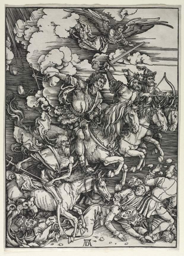 Четыре всадника из Апокалипсиса Альбрехта Дюрера, 1498 год. \ Фото: commons.wikimedia.org.