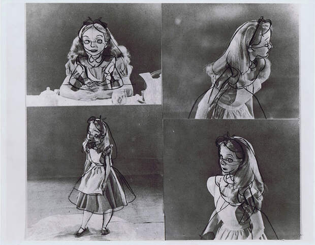 Как создавалась Алиса из Страны чудес: редкие кадры из студии Уолта Диснея дисней, рисунок