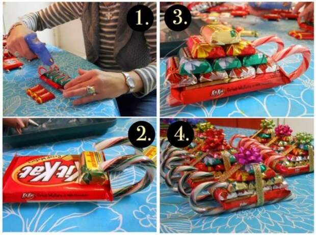 DIY Candy Cane Sleighs for Christmas