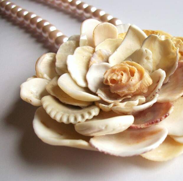 Sea Shell Жемчужное ожерелье, Shell Цветок с розовым жемчугом, Shell ювелирные изделия.