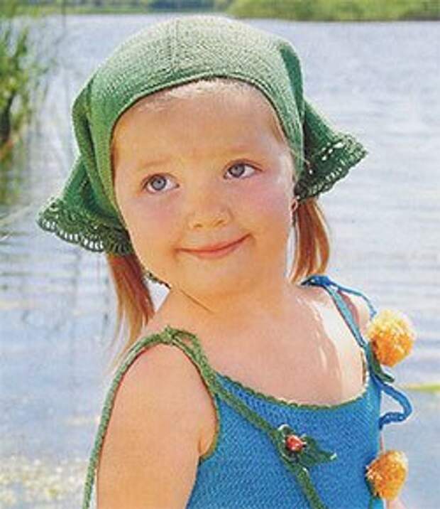 Схема вязания спицами, косынка на девочку 4-5 лет