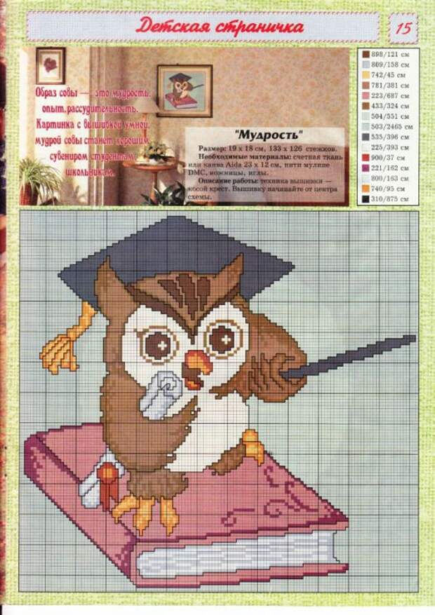 library owl cross stitch