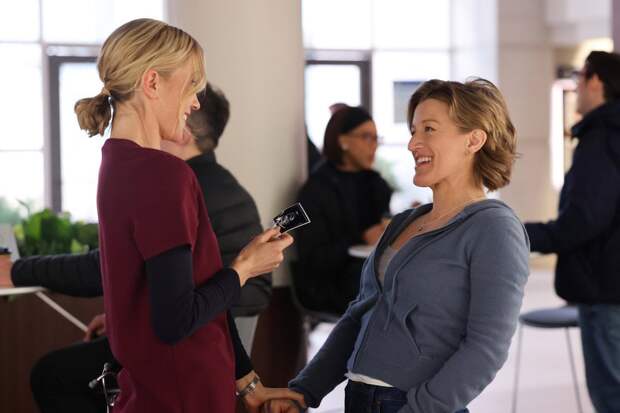 Hannah and Lizzie laughing on Chicago Med Season 10 Episode 15