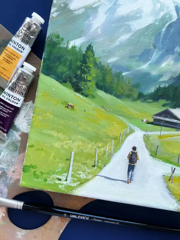 Мастер-класс по живописи акрилом «Дорога в горы»