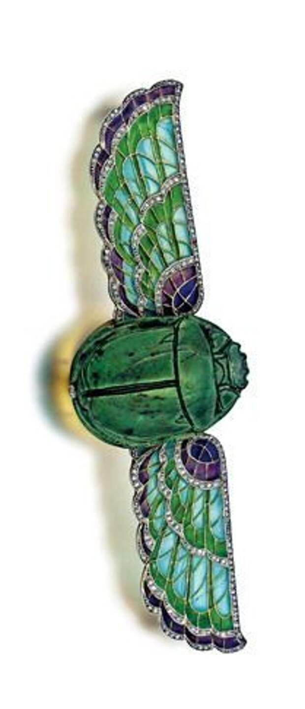 19th Century French Egyptian Revival Plique-A-Jour Enamel Scarab Brooch - Doris (The Good Witch's Charm)