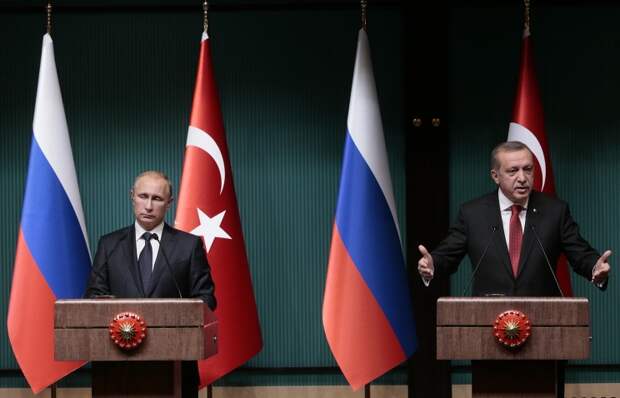 Президент России Владимир Путин и президент Турции Реджеп Тайип Эрдоган