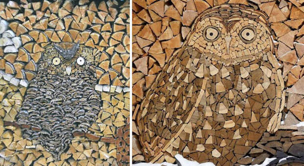 Art created by pile of wood
