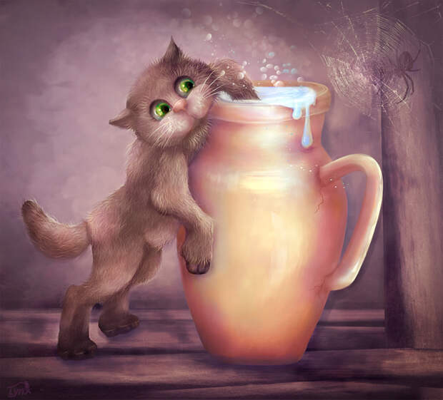 кот и сметана