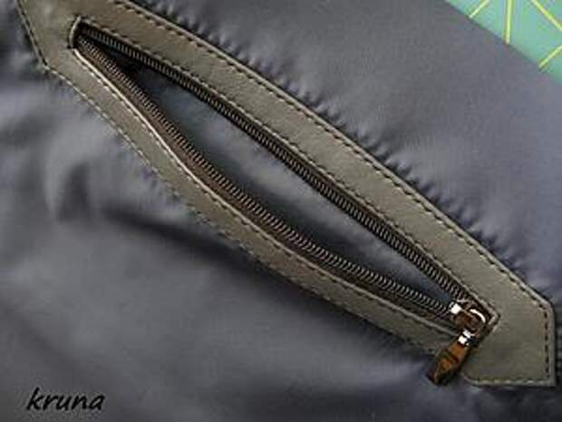 Как правильно обработать на подкладке сумки прорезной карман с накладной кожаной рамкой | Ярмарка Мастеров - ручная работа, handmade