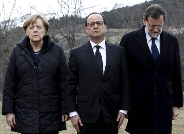 29. Канцлер Германии Ангела Меркель, президент Франции Франсуа Олланд и премьер-министром Испании Мариано Рахой почтили память жертв катастрофы A320 под Динь-ле-Беном.