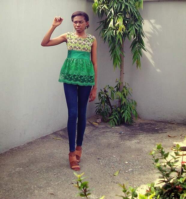 Green Ankara Top and Lace