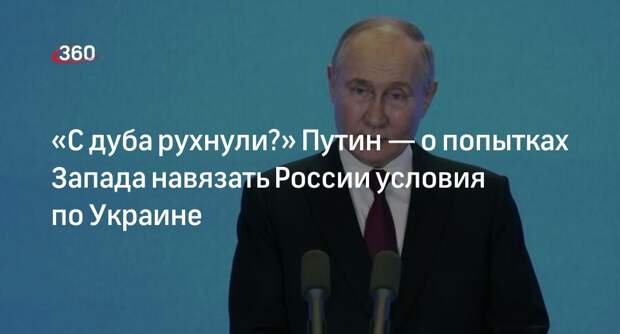 Путин оценил попытки Запада навязать условия по Украине словами «с дуба рухнули»