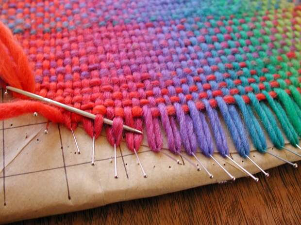Совмещение ткачества и вязания. Оригинальные работы + МК