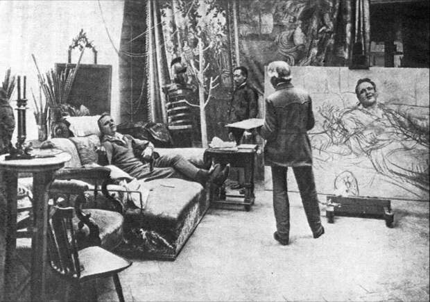 Илья Репин пишет портрет Федора Шаляпина, 1914 год