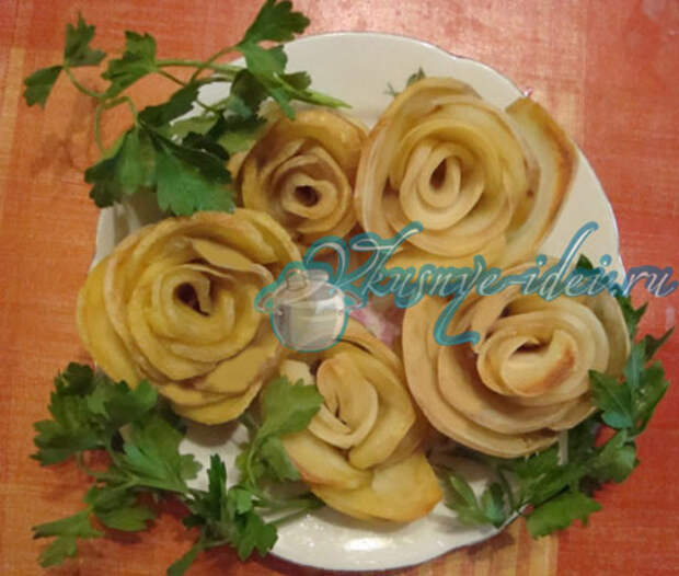 Украшение блюд - "Картофельные розы"