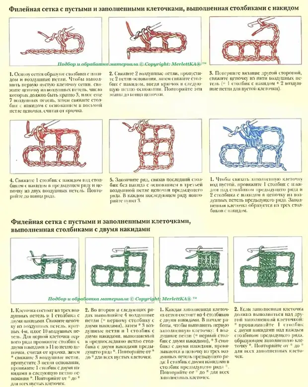 Как вязать крючком филейную сетку с рисунком