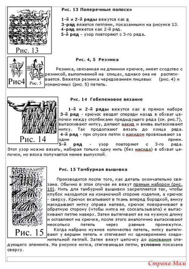 Тунисское вязание крючком схемы с описанием для начинающих