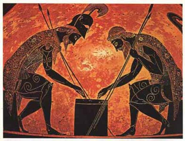 Эксекий. Ахилл и Аякс, играющие в кости. Амфора. VI в. до н.э.