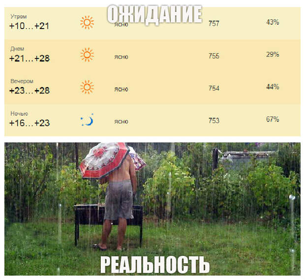 За две недели смотрел погоду. ожидание и реальность, шашлыки, юмор
