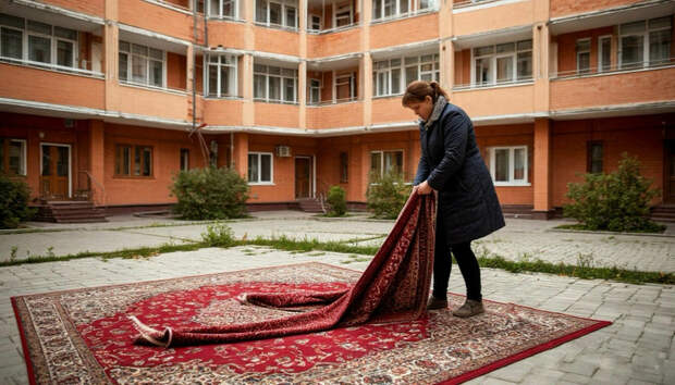 "Это уже не смешно": Русских предупредили о штрафе за выбивание ковра во дворе