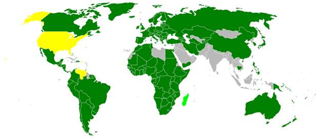 серым выделены страны, не подписавшие Конвенцию о статусе беженцев