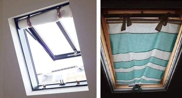 Простой вариант штор для мансардных окон. Фото: pinterest.ru