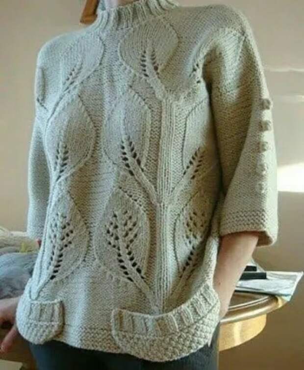 Узор спицами для шикарного пуловера 1