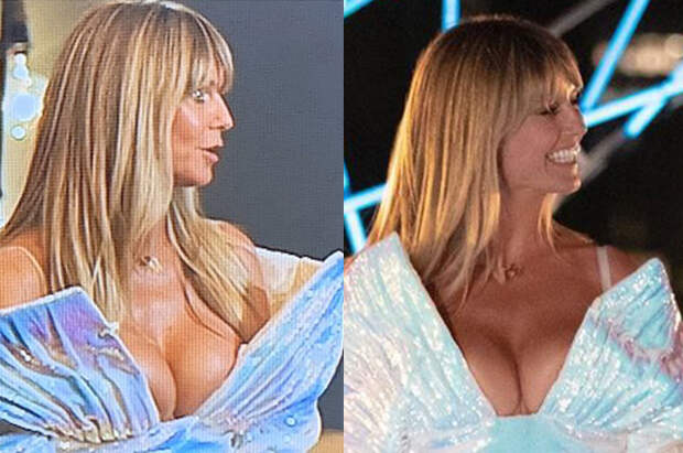 Платье с глубоким декольте сделало Хайди Клум героиней мемов