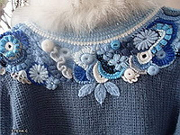 отделка фриформом вязаной вещи