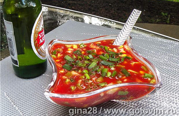 Гаспачо (из готового томатного сока). Фотография рецепта
