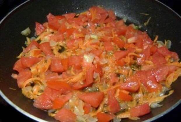 Запеканка с овощами,омлетом и спагетти - приготовление