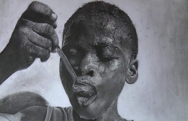 Юный художник из Нигерии рисует поразительные портреты