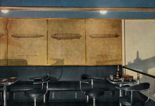 Архивные снимки одного из самых больших дирижаблей "Гинденбурга" и его интерьеров