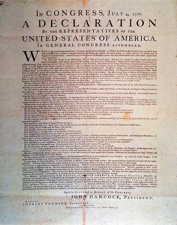Декларация независимости США за 2,42 миллиона долларов