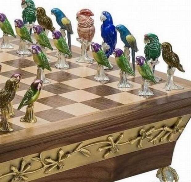 Шахматы "Попугаи" искусство, красота, мастерство, невероятное, талант, шахматы