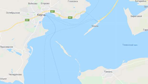 Скриншот карты сервиса Google Maps, на котором нет Крымского моста