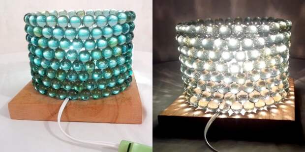 Светильник из стеклянной гальки DIY