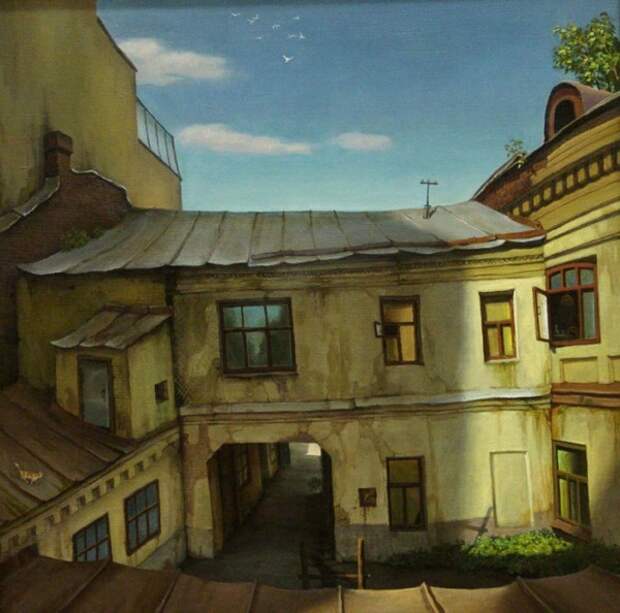 Владимир Парошин. Дворы нашего детства. искусство, москва, двор, детство, картина маслом, парошин, длиннопост