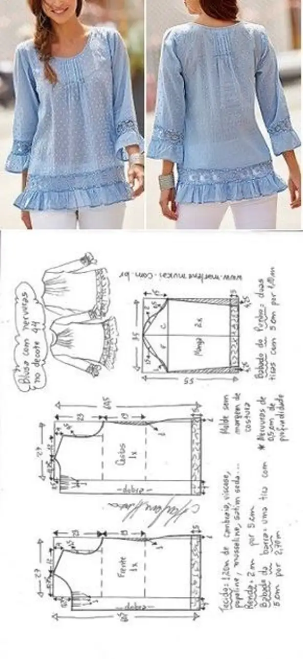 Модели трикотажных блузок с выкройками и схемами