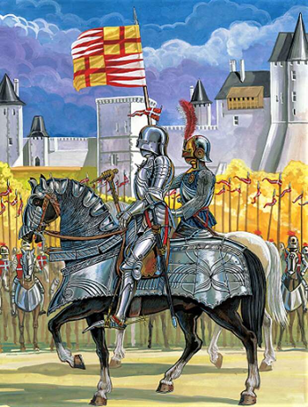 Конные рыцари и жандармы бургундского войска. Последняя треть XV века