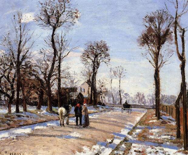 Street - Winter Sunlight and Snow. (1872). Писсарро, Камиль