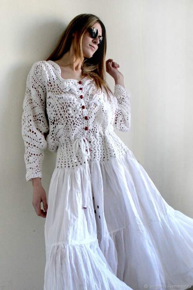 Вязание + ткань: 5 шикарных платьев в стиле бохо