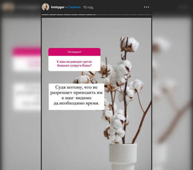Скриншот из Instagram Кристины Горняк