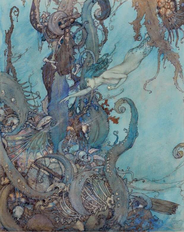 1911_Русалочка (The Little Mermaid)_30.8 х 25.2_бумага, карандаш, акварель, перо и тушь_Частное собрание.jpg